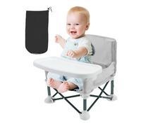 Siège rehausseur pour bébé avec ceinture de sécurité pour enfant et poche de rangement arrière, chaise d'appoint pliante portable avec plateau d'alimentation amovible pour intérieur et extérieur