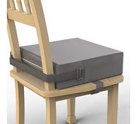 Siège rehausseur pour table de salle à manger en polyuréthane lavable avec double sangles de sécurité et fond antidérapant - Coussin rehausseur portable de voyage (gris)