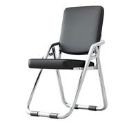 Siège Rembourré en Cuir PU, Chaise Pliable Portable en Métal avec Dossier, Chaise De Salle À Manger Confortable, Tabouret Pliant, Utilisation Au Bureau Et À La Maison, Pliable Et Portable,Noir