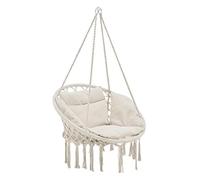 Siège Rond avec Coussin Hamac Kailua avec 4 Cordes d'attache Crème [casa.pro]