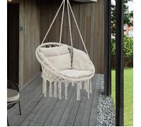 Siège Rond avec Coussin Hamac Kailua avec 4 Cordes d'attache Crème