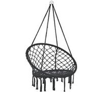 Siège Rond Hamac Tampico avec 4 Cordes d'attache noir [casa.pro] Noir