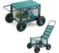 Siège roulant de jardin VEVOR 760x520x440 mm, Siège roulant de jardin en métal avec roues, supporte jusqu'à 180 kg, siège roulant, chariot d'extérieur et tabouret sur roues pour pelouse, terrasse, arr