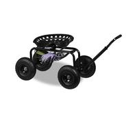 Relaxdays Siège Roulant de Jardin, réglable en Hauteur, 150 kg, Tabouret Jardinage, 4 Roues, Acier, Noir