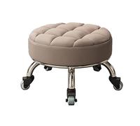 Siège Roulant Rond avec Tabouret Court à roulettes pivotantes universelles en Cuir pour Garage à roulettes pour s'asseoir sur Un Tabouret Bas avec roulettes Grey 1