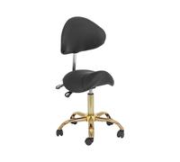 Physa Physa Mannheim Black_Gold Siège Selle - 51-65 cm - 150 kg - Noir/doré siège Selle de Cheval Tabouret à roulettes Tabouret de Bureau