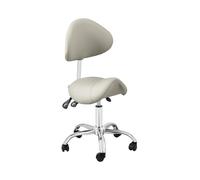 Physa Siège Selle De Cheval Gris, Argenté Dossier Et Siège Réglables en Hauteur Chaise à roulettes pour Salon, Spa, Massage Tabouret de Travail