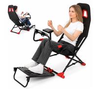 Siège simulateur de course pliable cockpit de simulation automobile ajustable pour volant pédales et levier de vitesse Noir