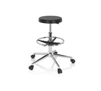 Siège technique / Tabouret technique / pivotant TOP WORK 14 I en mousse rigide, chromé noir hjh OFFICE Noir G