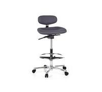 hjh OFFICE 608320 Chaise Haute de Travail Work MF Tissu Gris Anthracite Appuie-Fesses Siège pivotant avec Dossier & roulettes, Hauteur réglable