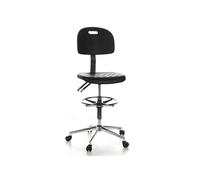 HJH Office Tabouret de travail Top Work 23 – Noir, mousse PU, dossier réglable, hauteur 61–86 cm