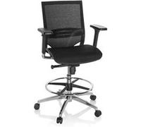 HJH Office Chaise de comptoir TOP WORK 78 – Accoudoirs & profondeur d'assise réglables – Noir