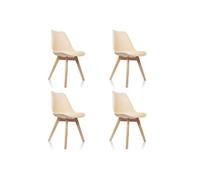 Siège visiteur / Chaise coque SCANDI Plastique beige Set dans un lot de 4