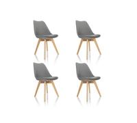 SCANDI lot de 4 - Chaise à coque Gris