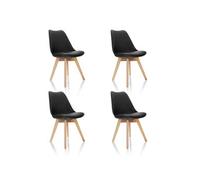 Siège visiteur / Chaise coque SCANDI Plastique noir Set dans un lot de 4