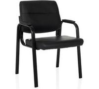 hjh OFFICE Siège Visiteur rembourré ADVIE V Chaise de conférence avec piétement à 4 Pieds, Similicuir Chaise avec accoudoirs, Noir