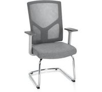 hjh OFFICE 751004 siège Visiteur avec accoudoirs Breton V W Tissu/Tissu Maille Gris piètement Luge, siège de conférence Ergonomique