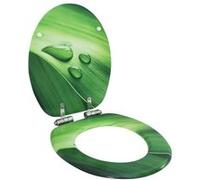 vidaXL Siège WC Couvercle fermeture en douceur MDF Vert Gouttes d'eau