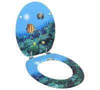 Siège WC avec couvercle à fermeture en douceur MDF Fond marin