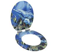 vidaXL Siège de Toilette Couvercle à Fermeture en Douceur Cuvette Siège Lunette Abattant Salle de Bains Maison Intérieur Salle d'Eau Dauphins MDF