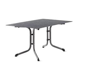 SIEGER Boulevard-Klapptisch mit Platte. Table Pliante, Plaque décorative Polytec et Structure Tubulaire en Acier, Gris Fer/Ardoise Anthracite, 140 x 90cm