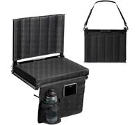 Sièges de gradins avec dossier : Sièges de gradins portables pour stades, dotés d'un dossier et d'un large coussin d'assise, et équipés de bretelles de transport. (noir)
