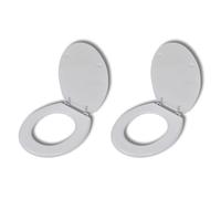 Sièges de toilette avec couvercles 2 pcs MDF Blanc