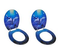 Sièges de toilette avec couvercles 2 pcs MDF Dauphin