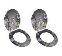 Sièges de toilette avec couvercles 2 pcs MDF New York