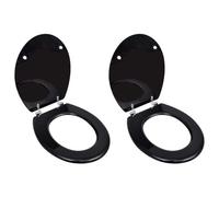 Sièges de toilette avec couvercles 2 pcs MDF Noir