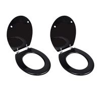 Sièges de toilette avec couvercles 2 pcs MDF Noir