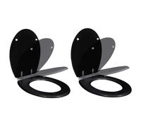 Sièges de toilette avec couvercles 2 pcs MDF Noir
