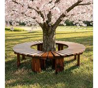 Sièges incurvés d'extérieur autour du banc d'arbre，siège semi-circulaire en bois bancs robustes résistants aux intempéries sièges à lattes，tabouret de jardin pour patio, pelouse(Bleu,Half Round)