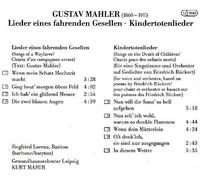 Siegfried Lorenz - Kindertotenlieder / Lieder Eines Fahrenden Gesellen