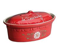 SIEGFRIED - Terrine - 37.5 cm - capacité 4 L - rouge/ fleurs blanches - Baeckeoffe N°6