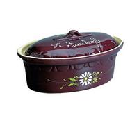 Siegfried Terrine Ovale 37cm Aubergine Decor Fleurs Blanches 134AUB6