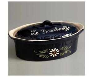 Siegfried Terrine ovale 37cm bleu decor fleurs blanches - 134d6