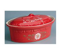 Siegfried Terrine Ovale 37cm Rouge Decor Fleurs Blanches 134V6