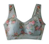 Sieh An Femmes Sous-Vêtements Soutien-gorge à Armature Mince Maille Imprimé Style Gilet Boutonné Confortable Beau Dos Lingerie Femme Sexy Sous-vêtements, bleu, 5XL