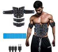 sielife Electrostimulateur Musculaire, Ceinture Abdominale Electrostimulation 8 Pads EMS Stimulateur Appareil Electrostimulation Musculaire Femme Homme Entraînement Abdominal pour Abdomen/Bras/Jambes