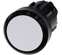 Siemens 3SU10000AA600AA0 3SU1000-0AA60-0AA0 Bouton-poussoir collerette plastique, rond bouton noir, blanc décrochage par pression