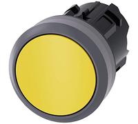 Siemens 3SU10300AB300AA0 Bouton-poussoir en plastique avec anneau avant en métal IP66, IP67, indice de protection IP69K, métal mat, 22 mm, jaune