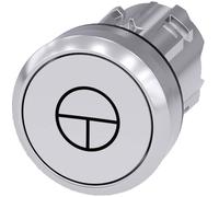Siemens 3SU10500AB600AB0 3SU1050-0AB60-0AB0 Bouton-poussoir collerette métal, finition brillante, rond bouton argent, blanc