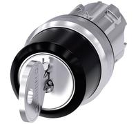Siemens 3SU10504BL110AA0 3SU1050-4BL11-0AA0 Commutateur à clé collerette métal, finition brillante noir 2 x 45 ° décrochage par