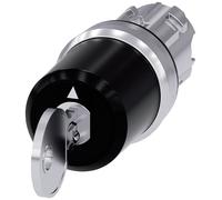 Siemens 3SU10505BL110AA0 3SU1050-5BL11-0AA0 Commutateur à clé collerette métal, finition brillante noir 2 x 45 ° décrochage par
