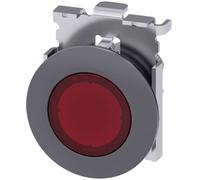Siemens 3SU10610JB200AA0 3SU1061-0JB20-0AA0 Bouton-poussoir lumineux à rappel collerette métal, rond bouton sable gris, rouge