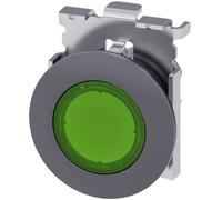 Siemens 3SU10610JB400AA0 3SU1061-0JB40-0AA0 Bouton-poussoir lumineux à rappel collerette métal, rond bouton sable gris, vert