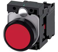 Siemens 3SU11000AB201CA0 Bouton-poussoir 5 à 500 volts, plastique, IP66, IP67, indice de protection IP69K, plastique noir, 22 mm, rouge