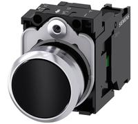 Siemens 3SU11500AB101BA0 3SU1150-0AB10-1BA0 Bouton-poussoir collerette métal, finition brillante, actionneur plat noir 1 pc(s)
