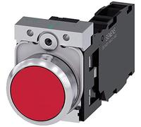 Siemens 3SU11500AB201FA0 Bouton poussoir complet 22 mm Métal Rouge Flush Momentaire 1NO+1NC, Borne à vis